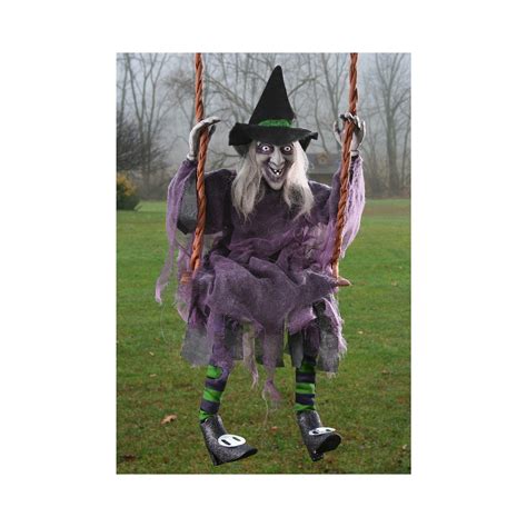 Witch conjuring on a swing